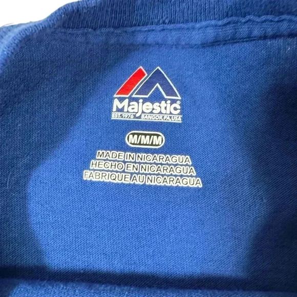 MAJESTIC Mens Chicago Cubs 2016 NL Champs Medium Raise The Flag Baseball T-Shirt - Picture 5 of 9